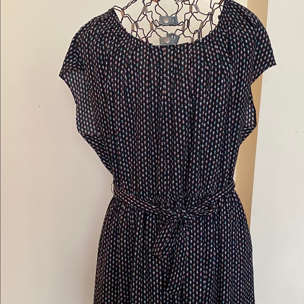 LC Lauren Conrad  Pleated Neck Heart Printed Shift Dress Size XXL Black Multi - Picture 2 of 7